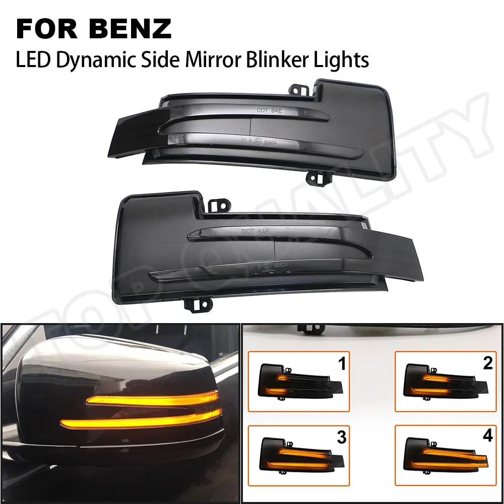 2X Dynamic sequential LED Turn Signal Rearview Mirror Indicator Blinker Light For Benz G R-Class GL GLS W463 X164 X166 W166 W251