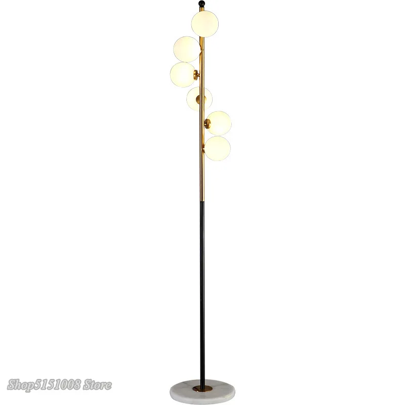 Günstig Nordic Einfache Boden Lampen für Wohnzimmer Glas Ball Stehend Lampe Gold Licht Schlafzimmer Kreative Art Home Decor Leuchten