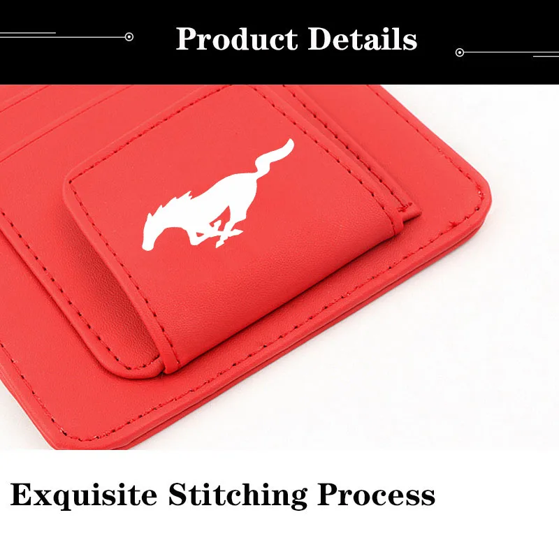Couro do Plutônio Viseira de Armazenamento de Cartão de Sol Bolsa de Armazenamento Titular para Ford Viseira Ferramenta Organizador Bolsa Caneta Óculos Mustang 8 High Quality Automóveis e motos