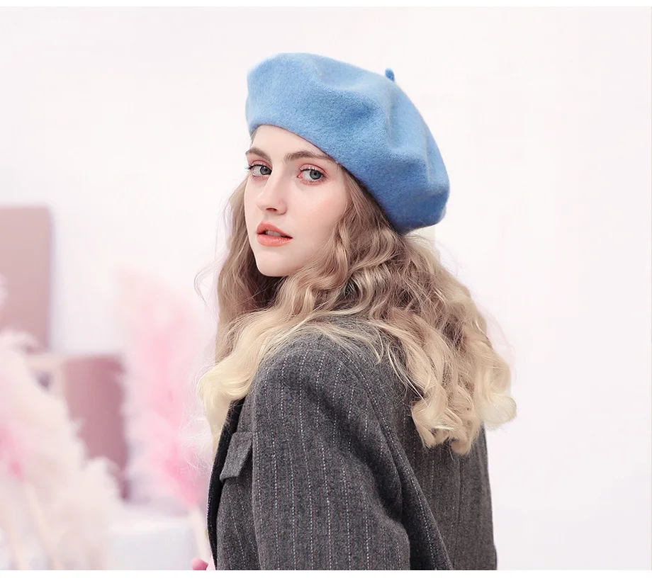Wool Beret Hats Women Winter French Hat 