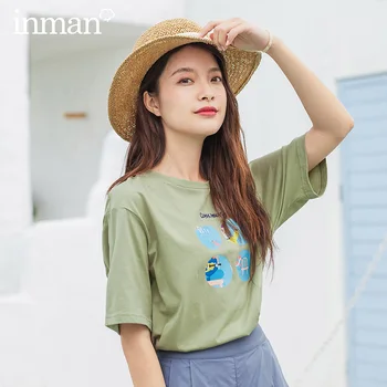 

INMAN 2020 Summer New Arrival Ins Style Funny Inset O-neck Loose All-match Print Short Sleeve T-shirt