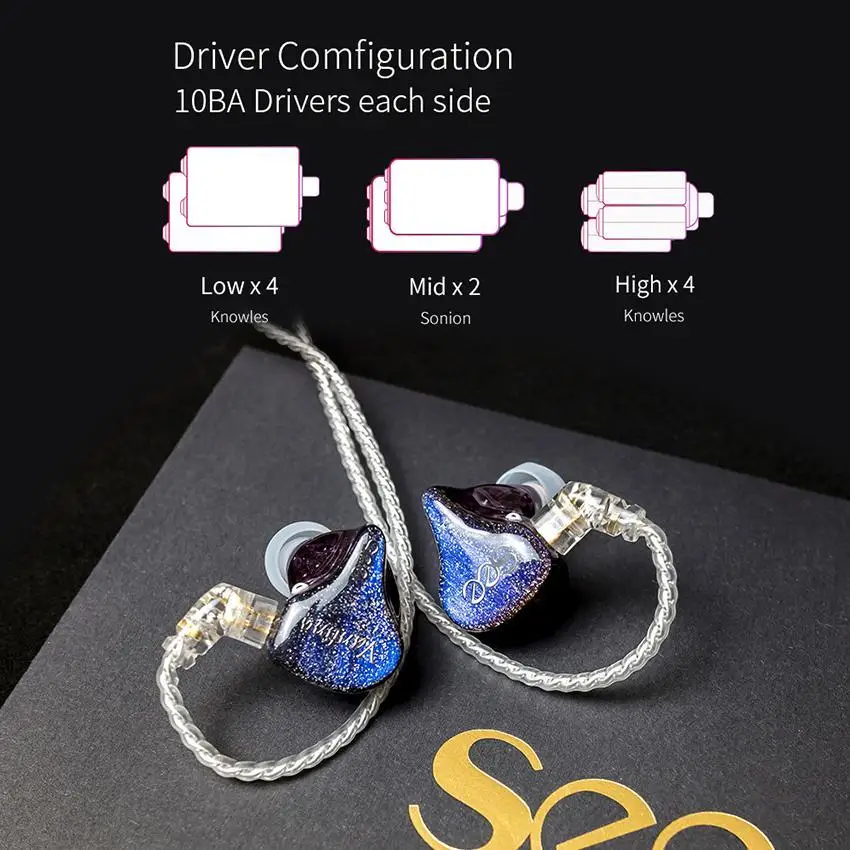 SeeAudio Vantina 10 V10 10BA Knowles Balanced Armature Tuning Customize HIFI Music Monitor Studio Audiophile Earbuds Earphones