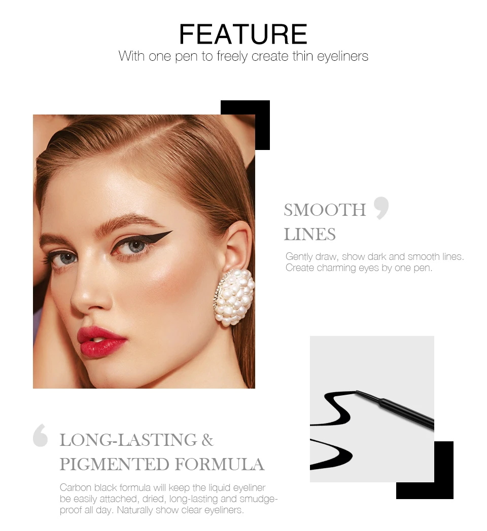 BANXEER подводка для глаз 2 кисть голова водостойкий макияж для глаз черная жидкая подводка для глаз Ручка Макияж Красота подводка Карандаш косметика