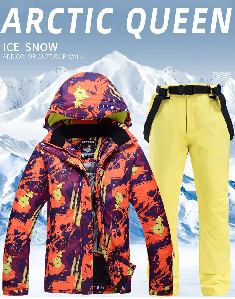 TRINGA открытый женский лыжный костюм комплект одежда для занятий сноубордингом водонепроницаемый ветрозащитный зимний костюм куртки+ брюки лыжный костюм
