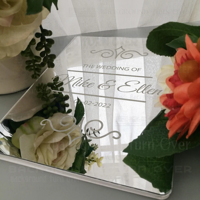 Wedding Personalized Guest Book Guestbook Names Date Engrave Carve Mirror Blank Favor Gifts Photo G028