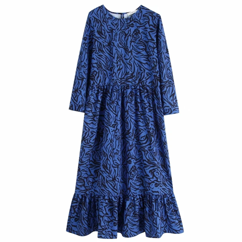 Flabbit новинка женское платье с животным узором vestidos в горошек принтом макси рукав