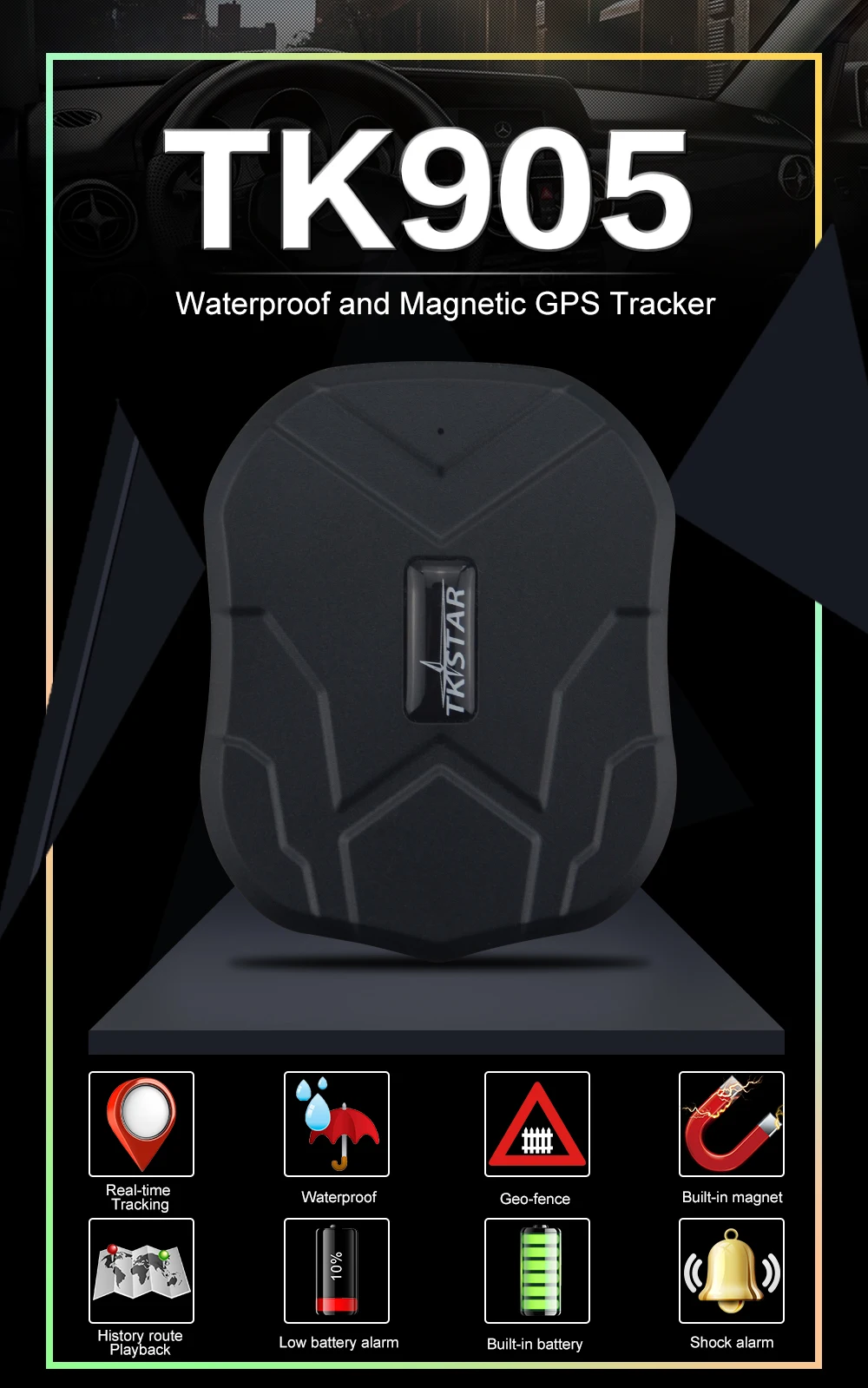 GPS трекер tkstar TK905/TK905B/TK915 локатор для автомобиля большой аккумулятор длительный