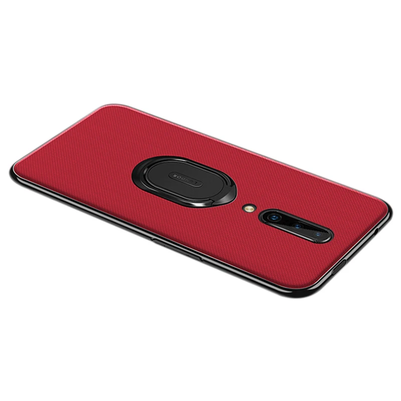 Лаконичный с кольцом-держателем Противоскользящий легкий устойчивый к царапинам Противоскользящий чехол для телефона для Oneplus 7 Pro - Цвет: Красный