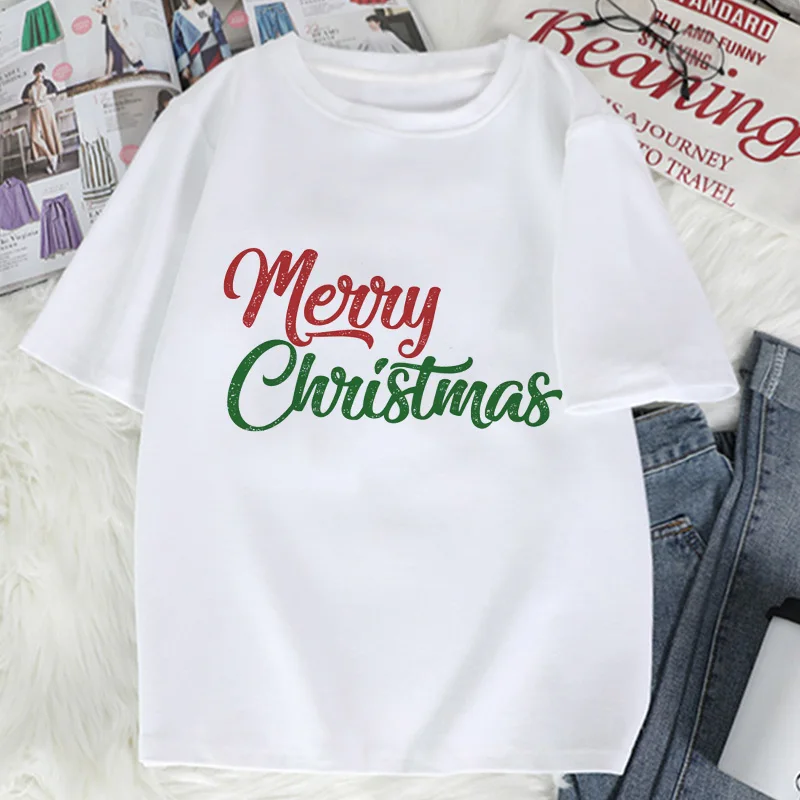 Модный Пижамный костюм с надписью «My Christmas» с милым оленем, женская футболка в стиле Харадзюку, повседневный Белый Топ, женская футболка - Цвет: 4098