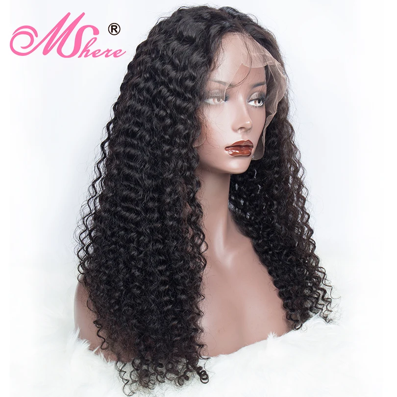  Mshere Peruvian Curly Human Hair Wig Glueless Lace Front Human Hair Wig With Baby Hair Pre Plucked 