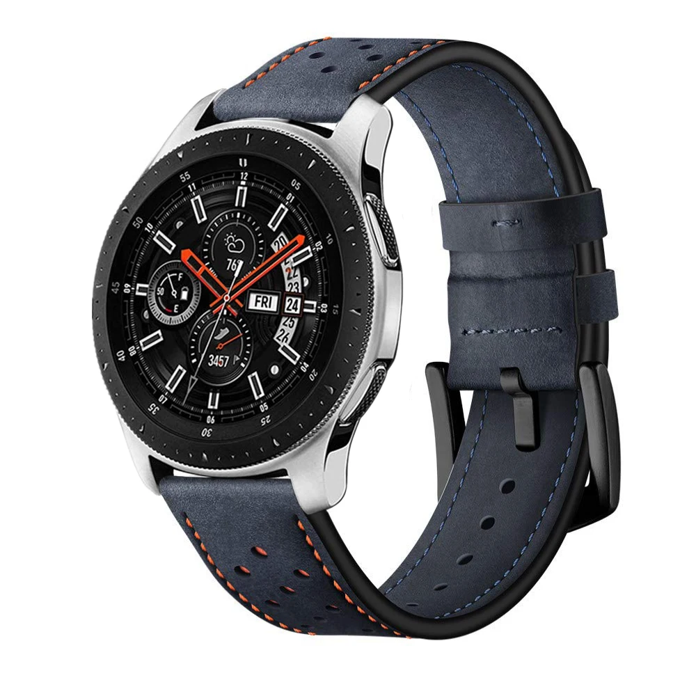 Кожаный ремешок для Samsung Gear S2/S3 Galaxy Active 42/46 мм 20 22 часов Huawei Watch GT/2 Huami Amazfit Bip