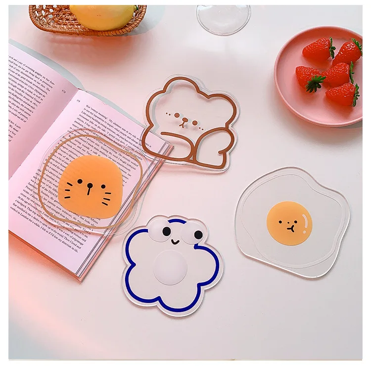 Description Picture 4 of itemKorean Cartoon Bear Lion Kawaii Acrylic Coaster Placemat Transparent  Cute Flower Animal Coffee Table Mat Kitchen Accessories