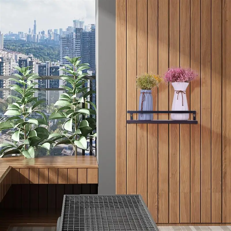 2PC Wooden Iron Wall Shelf Wall Mounted Storage Rack Organization For Kitchen Bedroom Home Decor DIY Wall Decoration Holder
