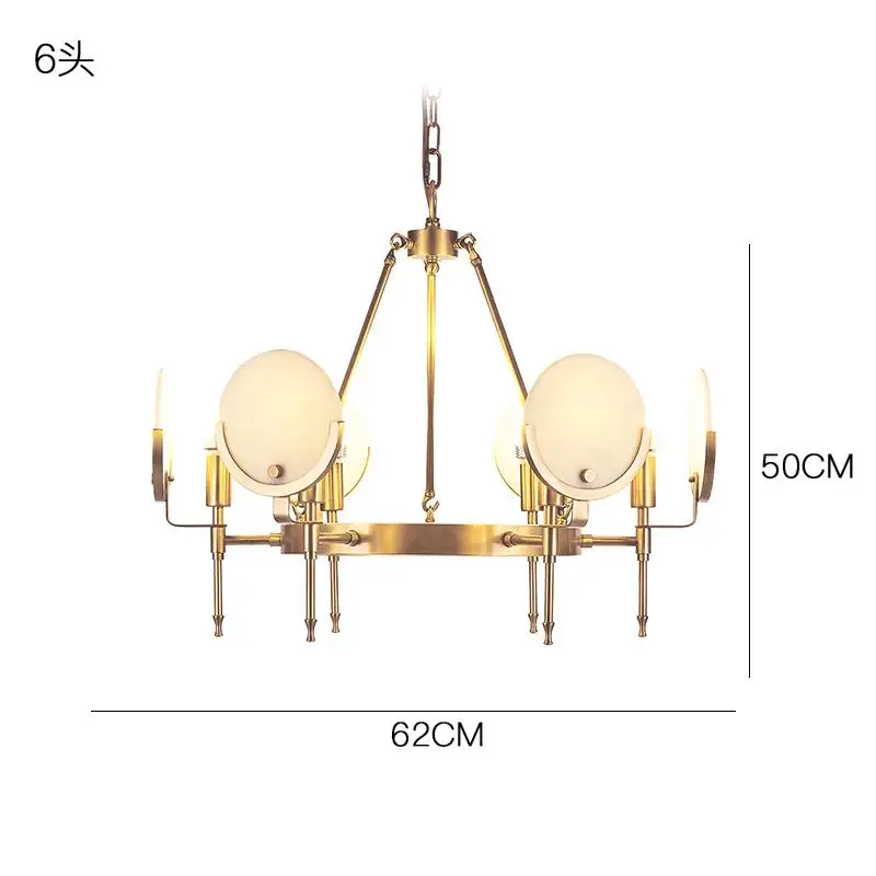 6 lights D62cm H50cm Modern LED chandelier metal marble lights American living room dining room lighting fixture hotel villa haohua hanging lamps - Цвет абажура: 6 lights D62cm H50cm
