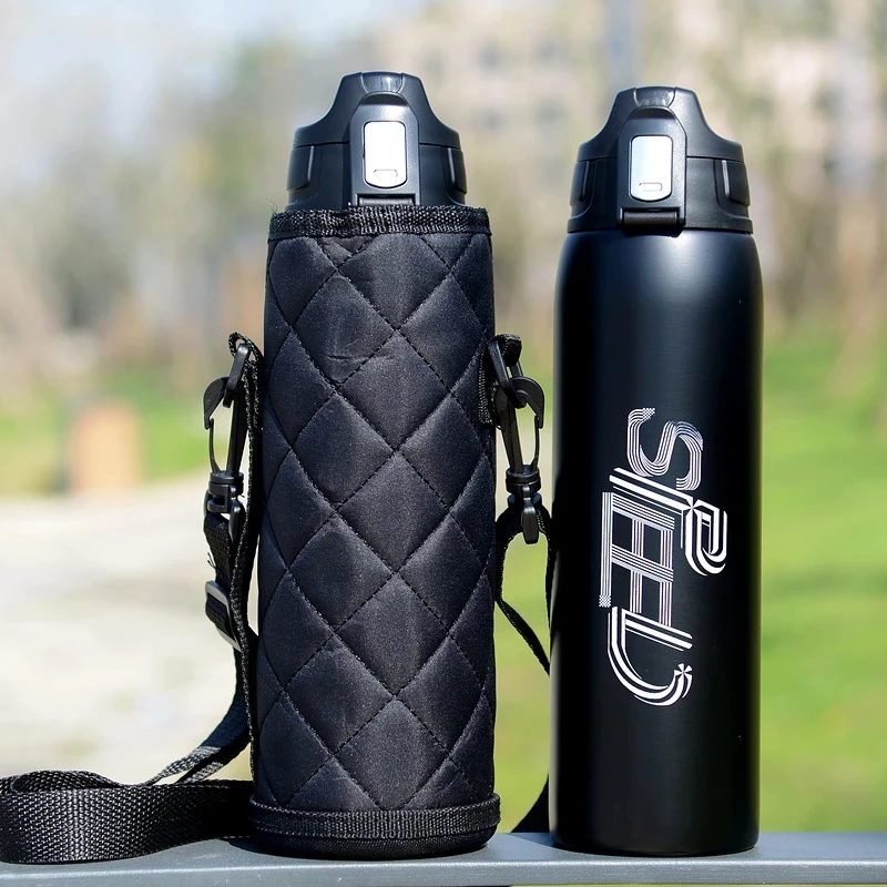 1000ML Stainless Steel Sport Thermos Mug With Bag Coffee Tea Vacuum Flask Travel Mug Climbing Thermal Water Bottle