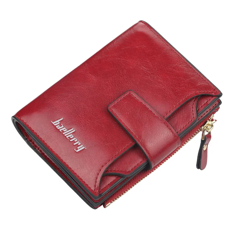 Botimmy Women's Wallet,PU Leather Ladies Purse Bifold Zipper Pocket Wallet Coin Purse with ID Window,Wine Red 
