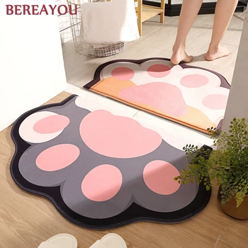 

Fluffy Rugs Soft Flannel Bathroom Carpets For Kids Bedroom Kitchen Door Mat Water Absorption and Non-slip Cartoon Carpet tapis