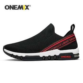 

ONEMIX Summer Sports Shoes for Men Breathable Mesh Outdoor Slip-On Sock Travel Running Shoes Air Cushion Summer Walking Sneakers