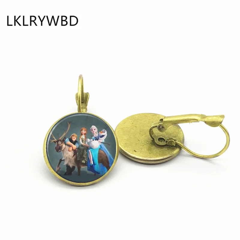 LKLRYWBD/Эльза Принцесса и Олаф Мультяшные сережки, ювелирные изделия для девочек, круглые серьги, подарки для женщин и девочек, детский серебряный кружевной воротник - Окраска металла: Bronze2