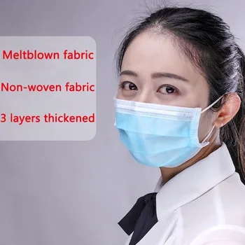 

100pcs Anti-Pollution 3 Laye Mask Non Woven Disposable Hanging Ear Face Mask Dust Filter Dustproof Safety Elastic Masks