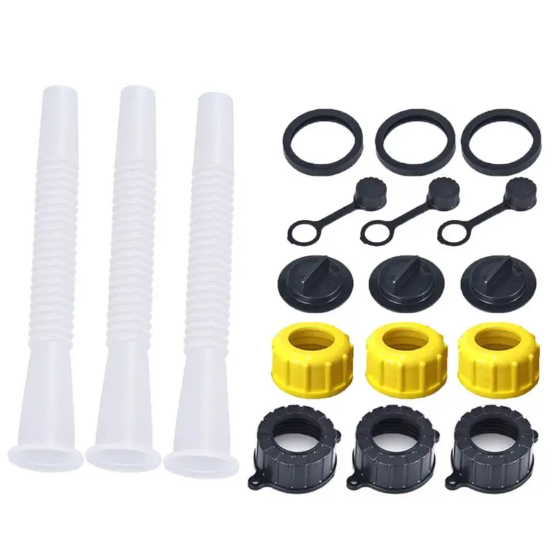 

3 Sets Gas Can Spout Replacement with Gasket, Cap, Stopper and Rear Vent Cap,Universal Spout Collar Screw YY