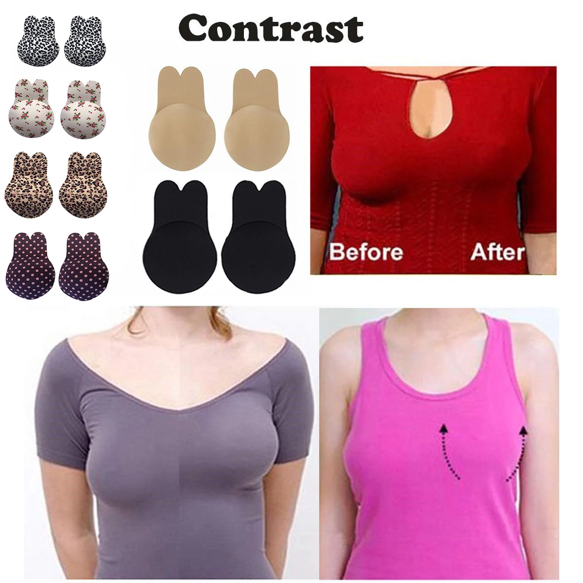 

Strapless Bra Rabbit Bra Lift Tape Ladies Invisible Reusable Push-up Tape Stick Women Bralette Freedom Solid Color Bra