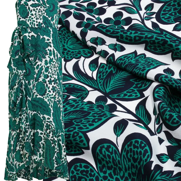 

Brand digital printing silk fabric green silk crepe de chine fabric 16 Mummi high fashion dress shirt fabric