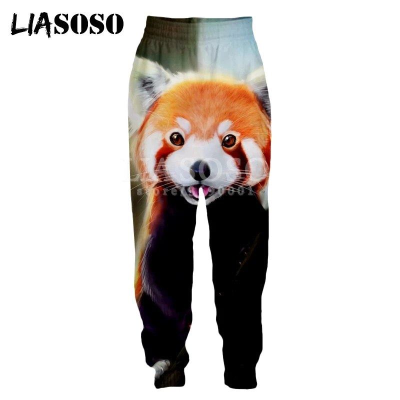 2 LIASOSO, милые животные, красная панда, снег, Harajuku, 3D принт, для женщин и мужчин, повседневные штаны, для бега, хип-хоп штаны, спортивная одежда G3161 - Цвет: 2
