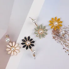 Bohemia Giả Ngọc Hoa Mặt Trời Bông Tai Nữ Hợp Kim Tuyên Bố Hình Học Kim Loại Dài Bông Tai Tòn Ten Đen Vàng Hồng(China)