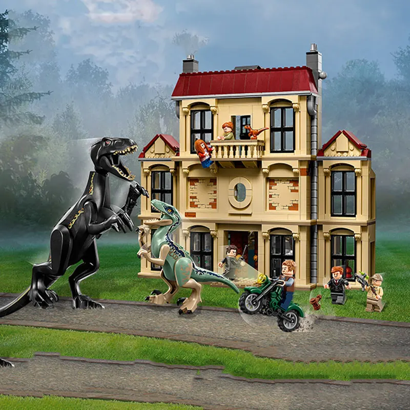 Cena 10928 Park jurajski świat 2 Indoraptor Rampage At Lockwood Estate klocki budowlane zabawki kompatybilne 75930 film dinozaura