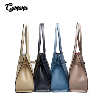 

Famous Office Lady Shoppers Tote 2019 Genuine Leather Tote Bags For Women Set Bag Women Large Capacity Cowhide Shoulder Bag