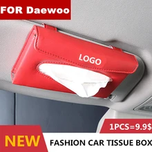 New Car Tissue Box Quality Car PU sunshade type pendant Interior tissue box For Daewoo Logo Winstom Espero Nexia Matiz Lanos Int