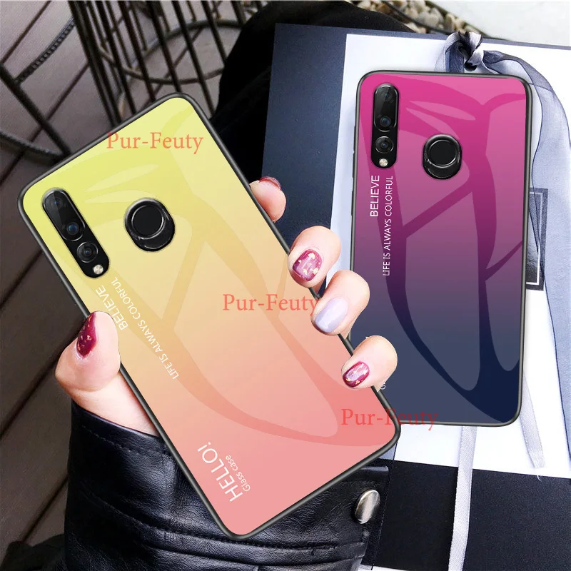 Модный градиентный Сменный стеклянный чехол для телефона huawei Y9 Prime STK-L21 полная защита Бампер для huawei P Smart Z задняя крышка