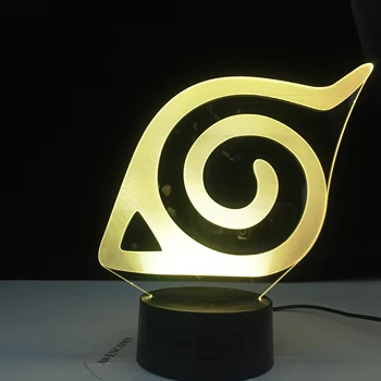 

Naruto Konoha Logo Colorful Nightlight for Child Bedroom Decorative Light Cool Led Table Lamp Anime LED Night Light Gift for Him