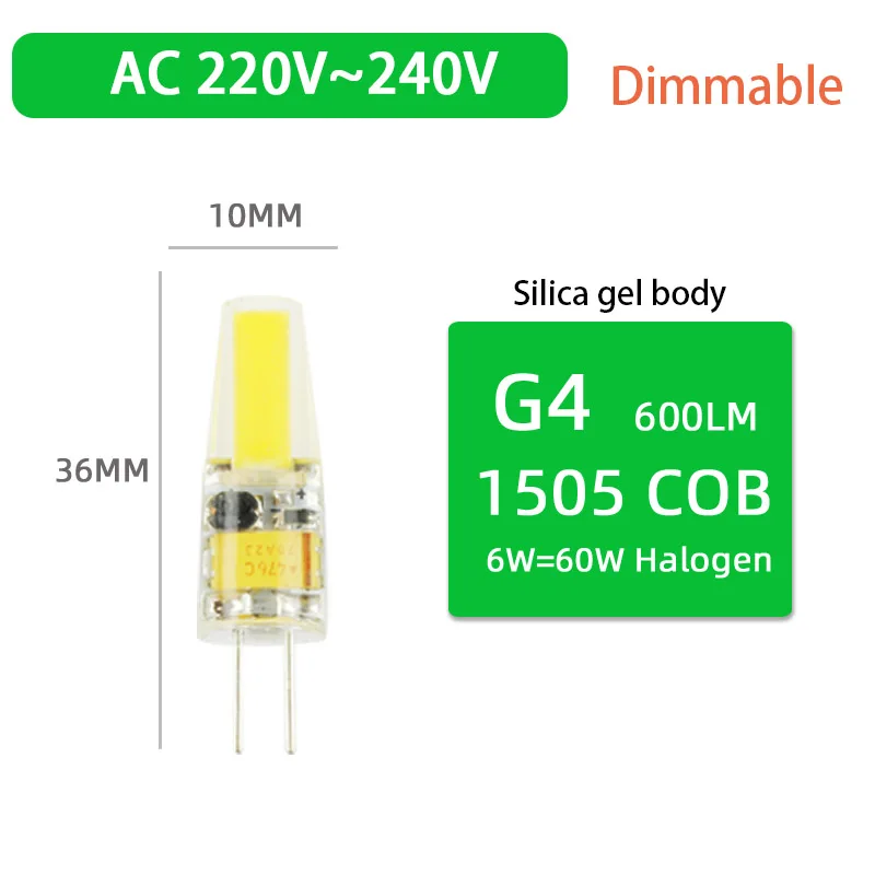 G4 COB светодиодный лампы ACDC 12V 6ВТ AC220V 6 Вт 10 Вт светодиодный G4 лампа с украшением в виде кристаллов светодиодный светильник лампа лампада Lampara Bombilla ампулы светодиодный G4 3W 4W - Испускаемый цвет: 220V 6W COB