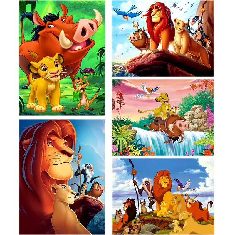 

Cartoon Animal Diamond Painting Lion King Full Square 5d Diy Diamond Embroidery Scenery Plant Cross Crystal Home Decor Gift B14