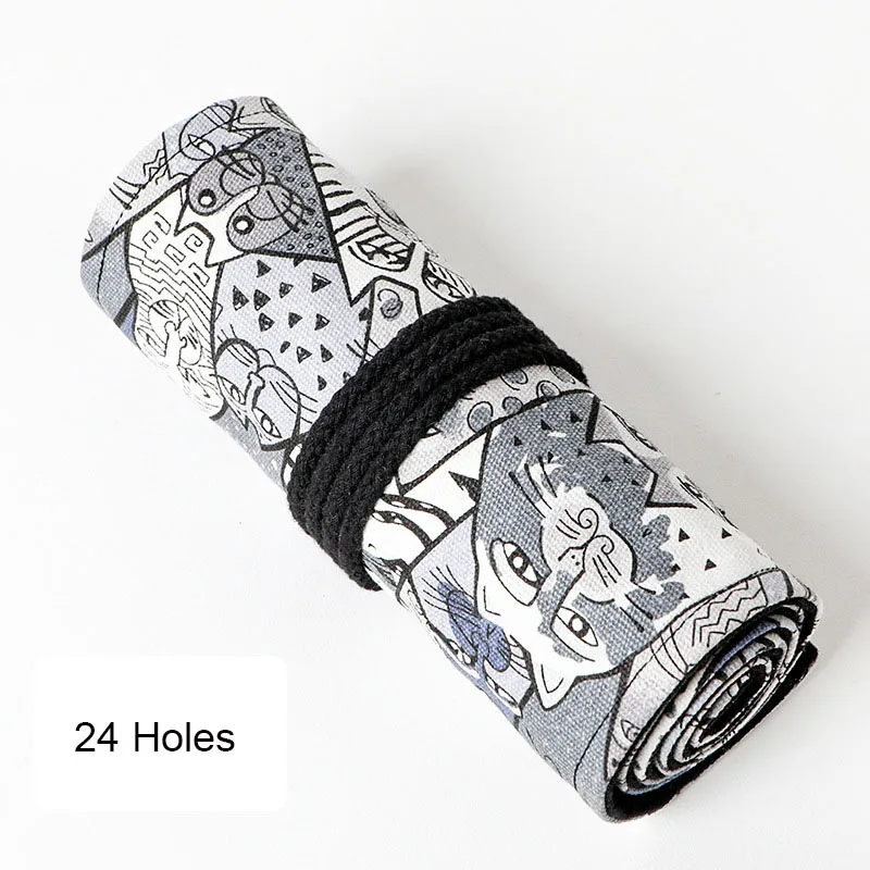 24 Holes Пенал 12/24/36/48/72 Отверстия школьные принадлежности искусство пенал из Обёрточная бумага рулон макияж складские принадлежности для девушек-студенток пенал школьный пенал пенал для школы - Цвет: 24 Holes