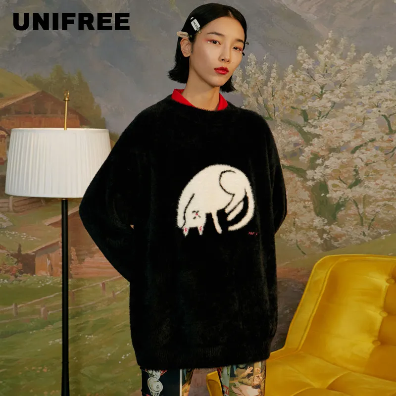 Повседневный свитер Unifree2019 с круглым вырезом и милым мультяшным рисунком U194K909PP |