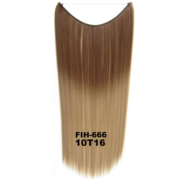 24inch 50grams 100grams Synthetic Hair Extension Gradual Color Brown Gray Blonde String Halo Hairpieces Extensions 50g-10T16