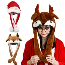Санта Клаус, лось, светящаяся шапка с ушками, новогодние, вечерние, теплые, обруч для волос, милые, двигаются, уши, шапка, плюшевая игрушка, детям, подруге, подарки