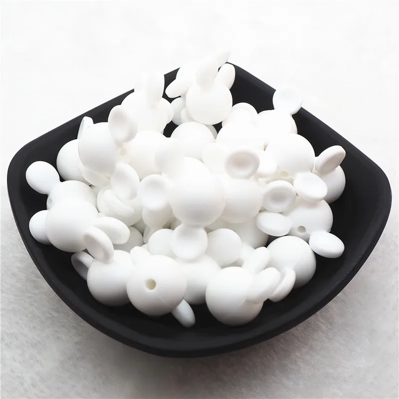 White Chenkai 10 шт. BPA Free силиконовый галстук-бабочка Прорезыватель для зубов бусины DIY Baby Shower Прорезыватель для зубов Монтессори Сенсорная игрушка бант-узел Аксессуары - Цвет: White