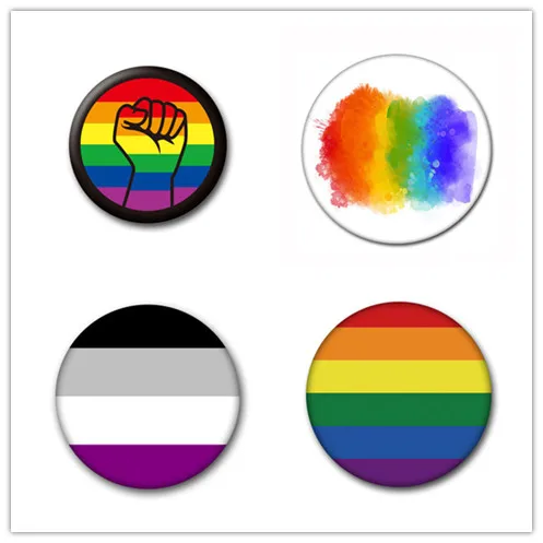 

T1 LGBT Pride Rainbow Flag Tinplate Badge Support Gay Lesbian Bisexual Transgender Symbol Pin Lgbt Icons Rozet Brooch