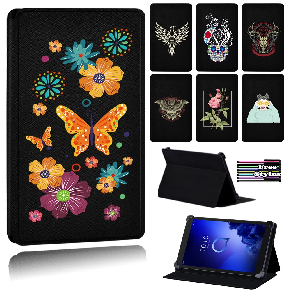 

Cartoon Printing Flip Tablet Case for Alcatel 1T 7" 10"/Alcatel 3T 8"10/Alcatel A3 10" - PU Leather Stand Folio Cover Case + Pen
