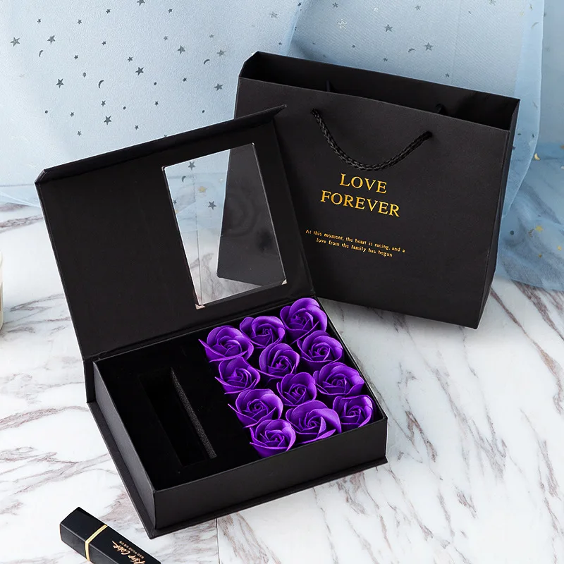 Soap flower, gift box, carry bag, ring, earring, necklace, jewelry, window, storage box, wedding, party, Valentine's Day gift