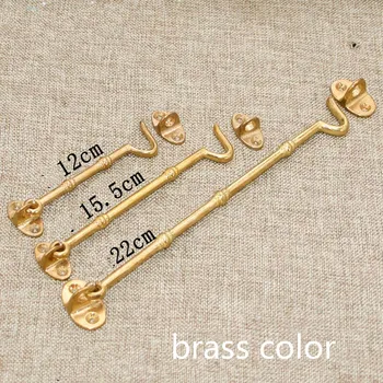

Brass Windows Safety Lock Hook Eye Chinese Retro Copper Solid WindProof Silent Lock Buckle Switch Hasp Locking Bronze