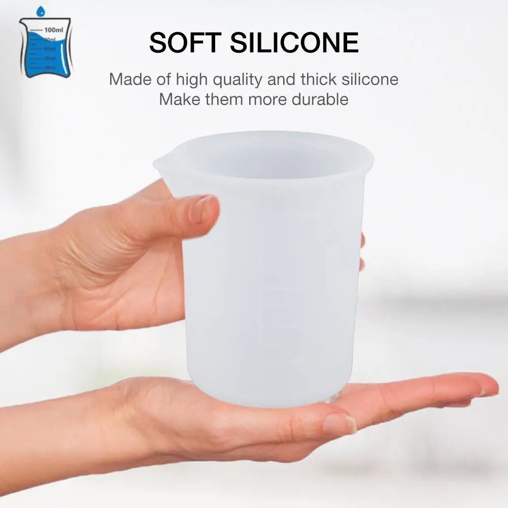 

4PCS/Set 100ML Silicone Measuring Cups for Resin Non-Stick Mixing Cups Glue Tools Precise Scale