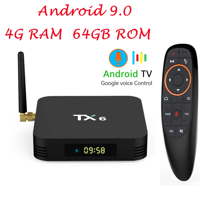TX6 Smart TV BOX Android 9.0 Allwinner H6 Quad core USB 3.0 4G/64G 2.4G/5G Dual WIFI BT4.1 4K HD Neftflix Google Set Top Box