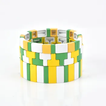 

KSRA 2020 Fashion Jewelry Rainbow Tile Bracelet Enamel Stretch Bracelet Friendship Bracelet Sets INS Popular For Woman Gift