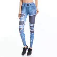 Высокоэластичные джинсы с принтом пуш-ап женские леггинсы для фитнеса облегающие джеггинсы, быстро сохнет, спортивные штаны