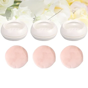 

1 Set 20g Empty Makeup Powder Container Reusable Plastic Loose Powder Compact Container with Sponge Powder Puff for Home Use